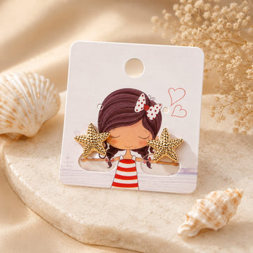 Sparkling Gold Starfish Stud Earrings