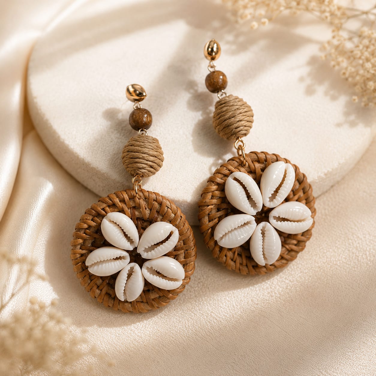 Bohemian Style Rattan Shell Hollow Geometric Earings