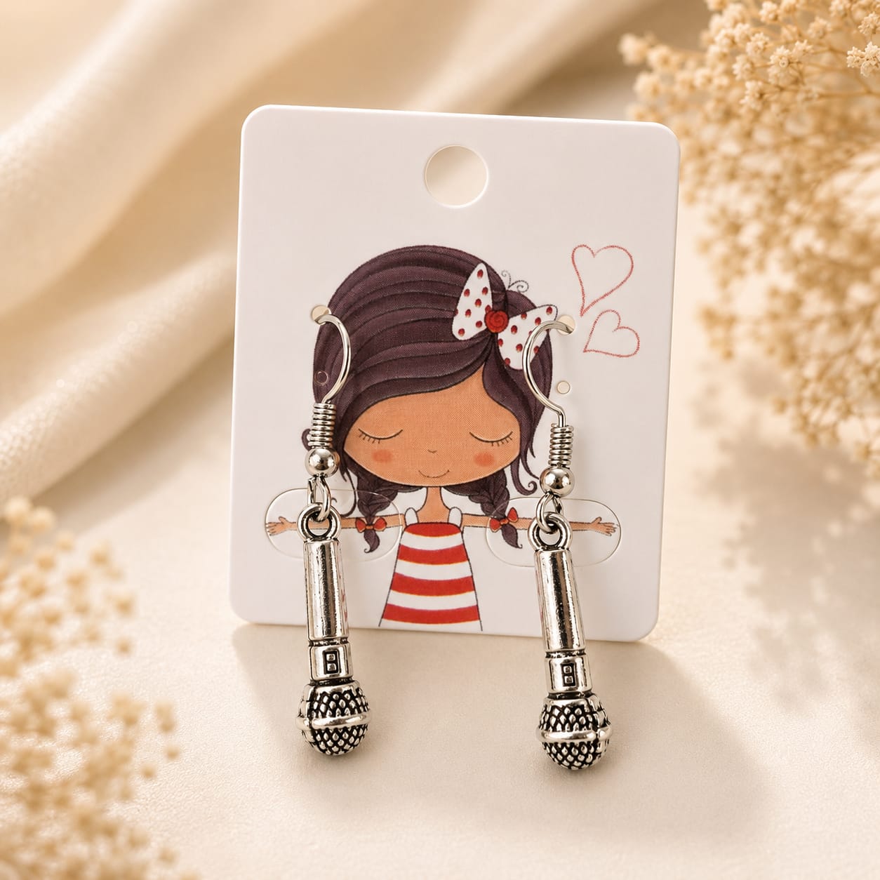 Metal Microphone Shaped Earrings