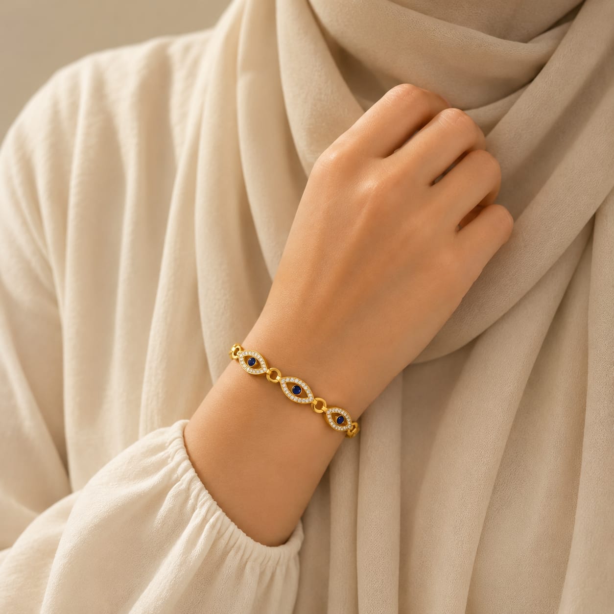 Stainless Steel Diamond Evil Eye Baracelet
