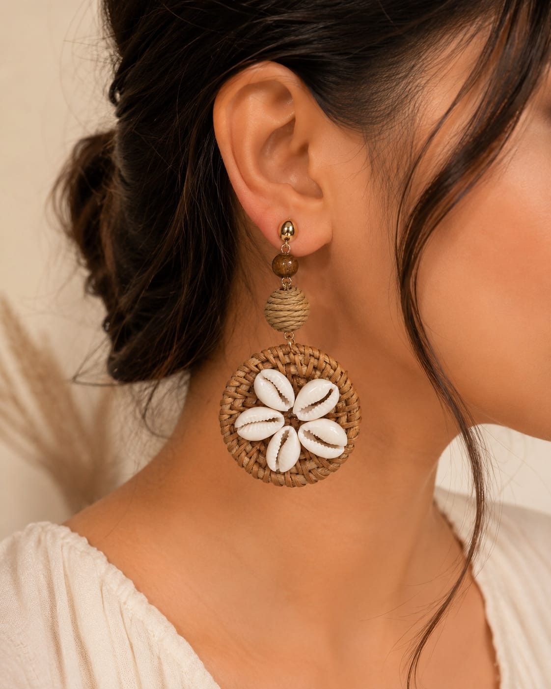 Bohemian Style Rattan Shell Hollow Geometric Earings