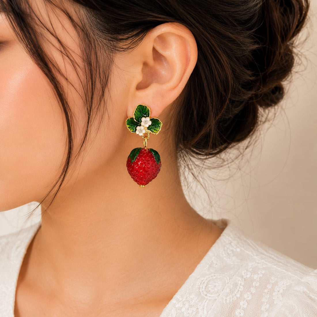 Red Strawberry Dangle Earrings
