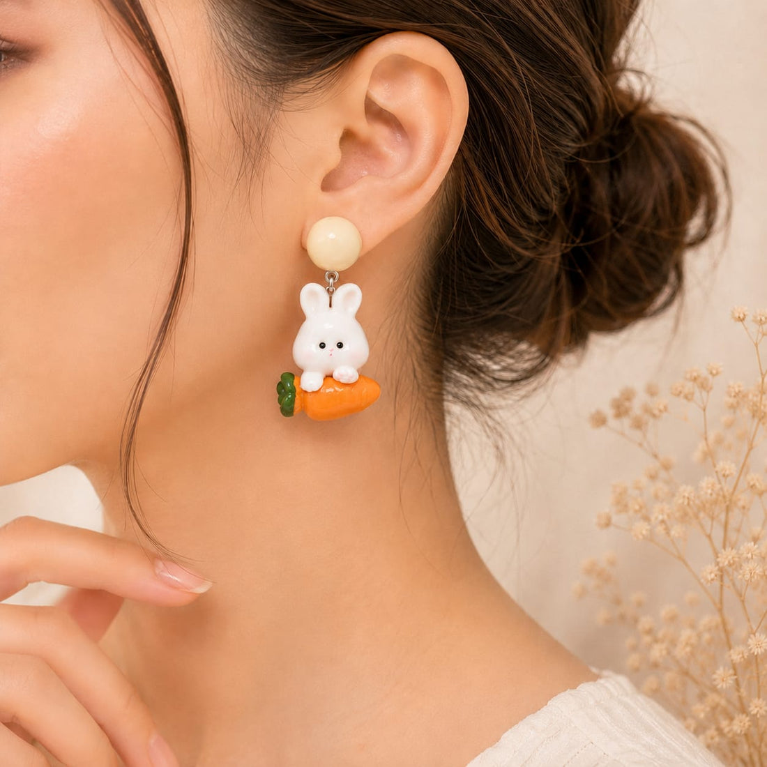 3D Cute Rabbit and Carrot Earrings
