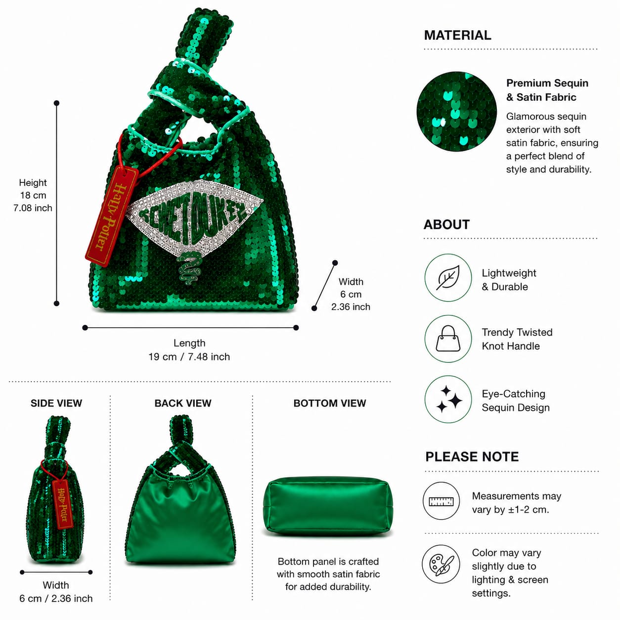 Harry Potter Green Sequin Bag